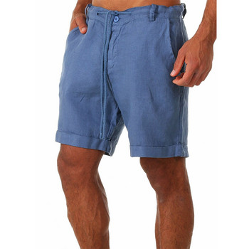 Мъжки летни дишащи едноцветни ленени панталони Мъжки памучни ленени къси панталони Панталони Фитнес Streetwear S-4XL