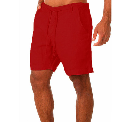 Pantaloni de in de culoare solidă respirabili de vară pentru bărbați Pantaloni scurți de in din bumbac Pantaloni Fitness Streetwear S-4XL