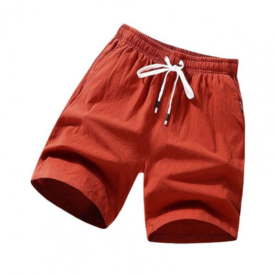 Új férfi pamut vászon rövidnadrág nadrág férfi nyári légáteresztő egyszínű vászon nadrág Fitness utcai ruházat fűzős alsó