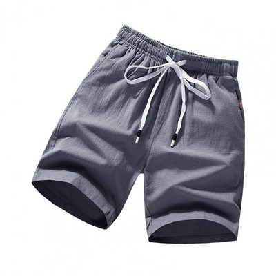 Új férfi pamut vászon rövidnadrág nadrág férfi nyári légáteresztő egyszínű vászon nadrág Fitness utcai ruházat fűzős alsó