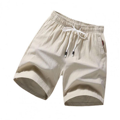 Új férfi pamut vászon rövidnadrág nadrág férfi nyári légáteresztő egyszínű vászon nadrág Fitness utcai ruházat fűzős alsó