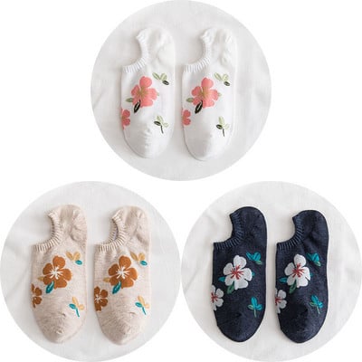 3 para ženskih nevidljivih, ležernih, plitkih usta, proljetnih cvjetnih modnih pamučnih kratkih čarapa visoke kvalitete