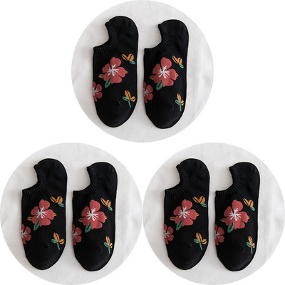 3 para ženskih nevidljivih, ležernih, plitkih usta, proljetnih cvjetnih modnih pamučnih kratkih čarapa visoke kvalitete