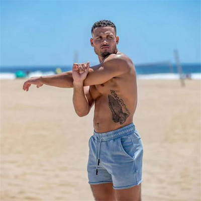 2023 Pantaloni scurți de alergare pentru bărbați, de vară, pentru bărbați, cu imprimeu cu litere, cu talie elastică, pentru jogging, pentru fitness, pentru antrenament, cu uscare rapidă, pantaloni scurți casual