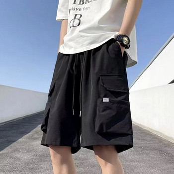 Мъжки американски модни панталони за работно облекло Летен уличен стил Къси панталони с големи джобове Свободни прави цилиндрични спортни панталони с пет точки