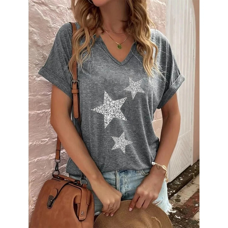 Tricou la modă pentru femei, cu decolteu în V, cu mâneci scurte, Topuri Streetwear Harajuku, pentru femei, Y2k, Tricou sexy pentru femei, Îmbrăcăminte casual