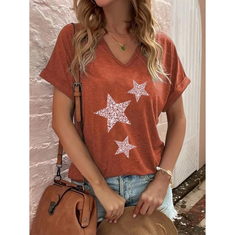 Tricou la modă pentru femei, cu decolteu în V, cu mâneci scurte, Topuri Streetwear Harajuku, pentru femei, Y2k, Tricou sexy pentru femei, Îmbrăcăminte casual