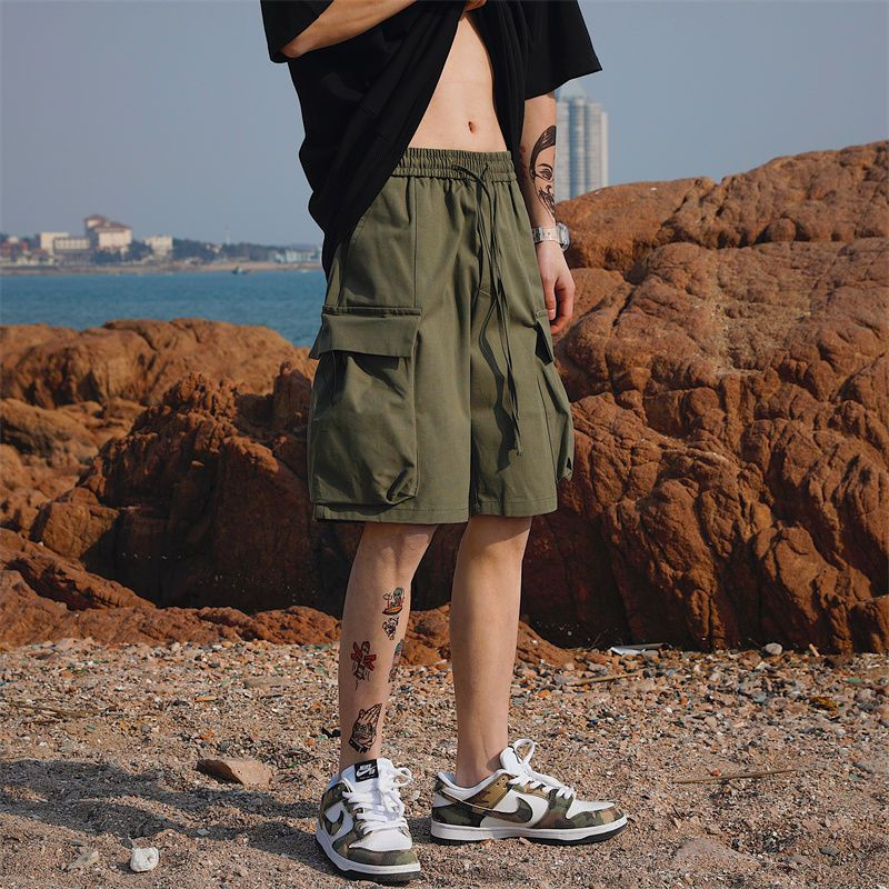 Καλοκαιρινή μόδα Μονόχρωμο Ανδρικό σορτς Cargo Κλασικό με μεγάλη τσέπη μέση με κορδόνι Street Casual παντού ταιριαστό Όμορφο Tide Short
