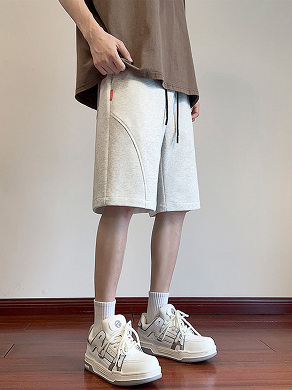 Vabaaja lühikesed püksid Meeste Tänav Vintage avara mood tikandiga lühikesed püksid Mees 2024 Suvine kõrge vöökohaga nöör Korea tänavarõivaste poiss