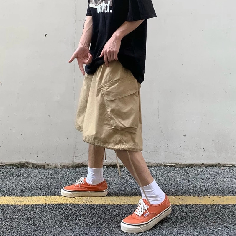 Kratke hlače širokih nogavica Muške kratke prekomjerne Vintage muške kratke hlače za ljetnu odjeću Muške sportske bermude Cargo hlače za trčanje i vježbanje