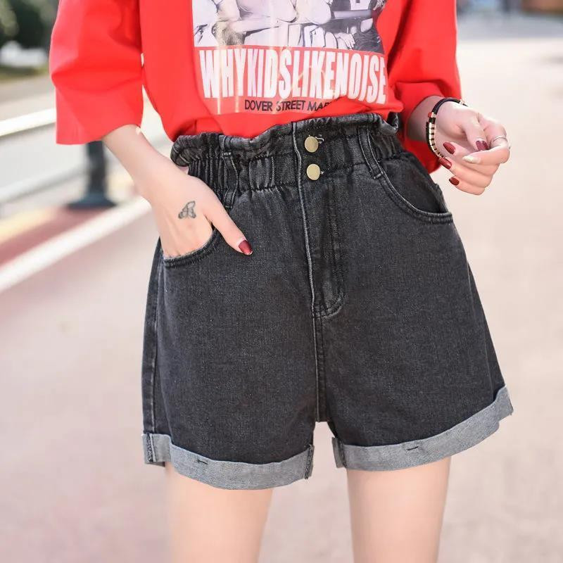 Suvised teksapüksid Uued naiste mustad S-5XL plisseeritud valged sinised kõrge vöökohaga lühikesed püksid naiste venivad lühikesed teksad ZMZBCH Plus Size