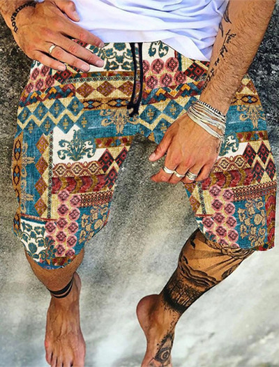 Pantaloni de plajă pentru bărbați Pantaloni scurți imprimați 3D cu granule retro Pantaloni scurți respirabili de vară pentru bărbați Pantaloni scurți de fitness pentru stradă Pantaloni scurți pentru bărbați