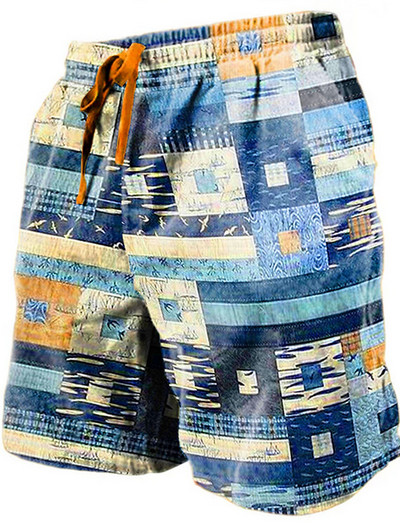 Pantaloni de plajă pentru bărbați Pantaloni scurți imprimați 3D cu granule retro Pantaloni scurți respirabili de vară pentru bărbați Pantaloni scurți de fitness pentru stradă Pantaloni scurți pentru bărbați