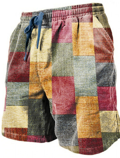 Pantaloni de plajă pentru bărbați Pantaloni scurți imprimați 3D cu granule retro Pantaloni scurți respirabili de vară pentru bărbați Pantaloni scurți de fitness pentru stradă Pantaloni scurți pentru bărbați