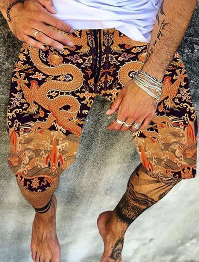 Pantaloni de plajă pentru bărbați Pantaloni scurți imprimați 3D cu granule retro Pantaloni scurți respirabili de vară pentru bărbați Pantaloni scurți de fitness pentru stradă Pantaloni scurți pentru bărbați