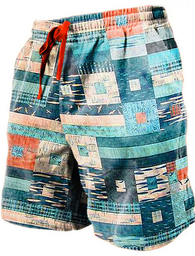 Pantaloni de plajă pentru bărbați Pantaloni scurți imprimați 3D cu granule retro Pantaloni scurți respirabili de vară pentru bărbați Pantaloni scurți de fitness pentru stradă Pantaloni scurți pentru bărbați