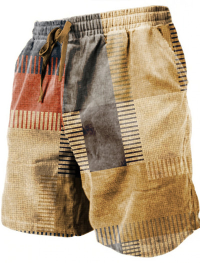 Pantaloni de plajă pentru bărbați Pantaloni scurți imprimați 3D cu granule retro Pantaloni scurți respirabili de vară pentru bărbați Pantaloni scurți de fitness pentru stradă Pantaloni scurți pentru bărbați