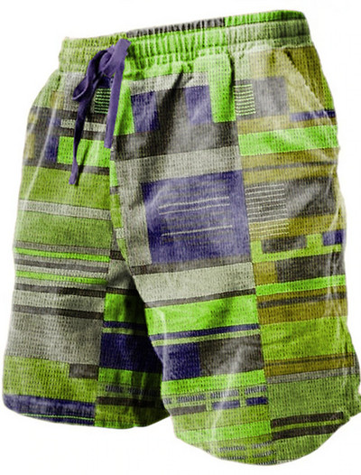 Pantaloni de plajă pentru bărbați Pantaloni scurți imprimați 3D cu granule retro Pantaloni scurți respirabili de vară pentru bărbați Pantaloni scurți de fitness pentru stradă Pantaloni scurți pentru bărbați