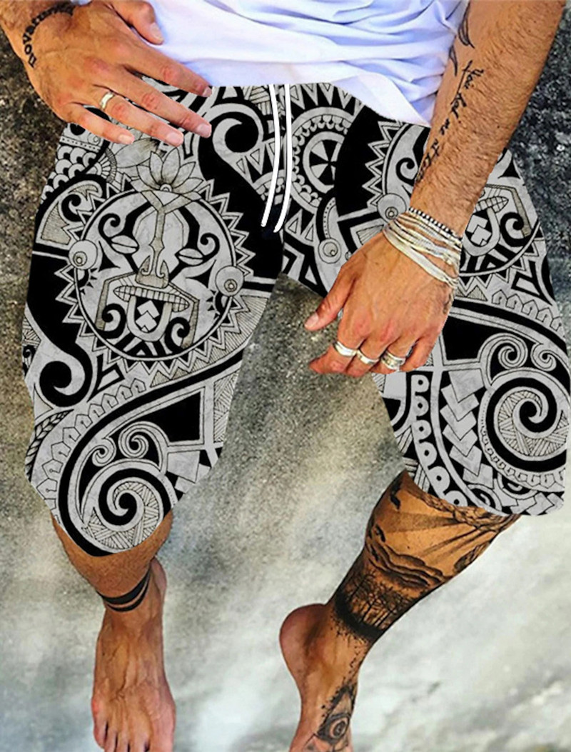 Pantaloni de plajă pentru bărbați Pantaloni scurți imprimați 3D cu granule retro Pantaloni scurți respirabili de vară pentru bărbați Pantaloni scurți de fitness pentru stradă Pantaloni scurți pentru bărbați