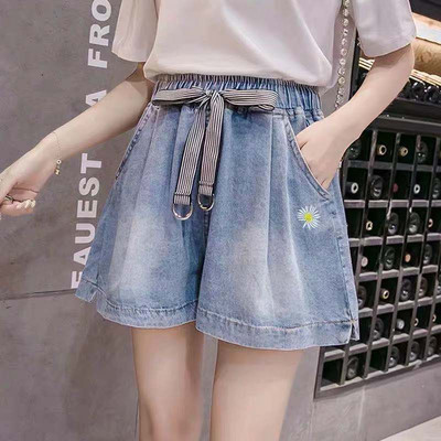 Suvised korea vabaaja elastsed vöökohaga teksapüksid, naiste 2023 lihtsus, vabad taskud, mis sobivad kokku, lühikesed püksid naiste riided