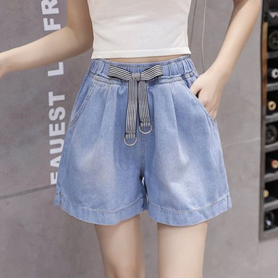 Suvised korea vabaaja elastsed vöökohaga teksapüksid, naiste 2023 lihtsus, vabad taskud, mis sobivad kokku, lühikesed püksid naiste riided