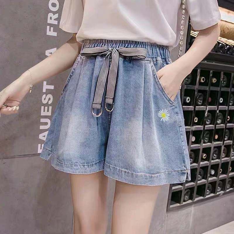 Suvised korea vabaaja elastsed vöökohaga teksapüksid, naiste 2023 lihtsus, vabad taskud, mis sobivad kokku, lühikesed püksid naiste riided