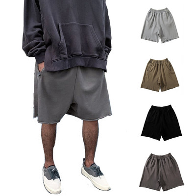 Pantaloni scurți din bumbac pentru bărbați, grosi de vară, Kanye, gri West, haine de stradă, antrenament, alergare, jogger, lejer, hip hop, sport, pantaloni scurți