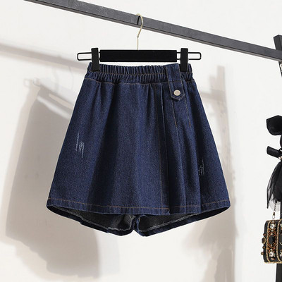 Naiste moe sobivad teksapüksid suvised korea vabaaja tugeva elastse pingutusnööriga laia säärega lühikesed püksid naiste riided