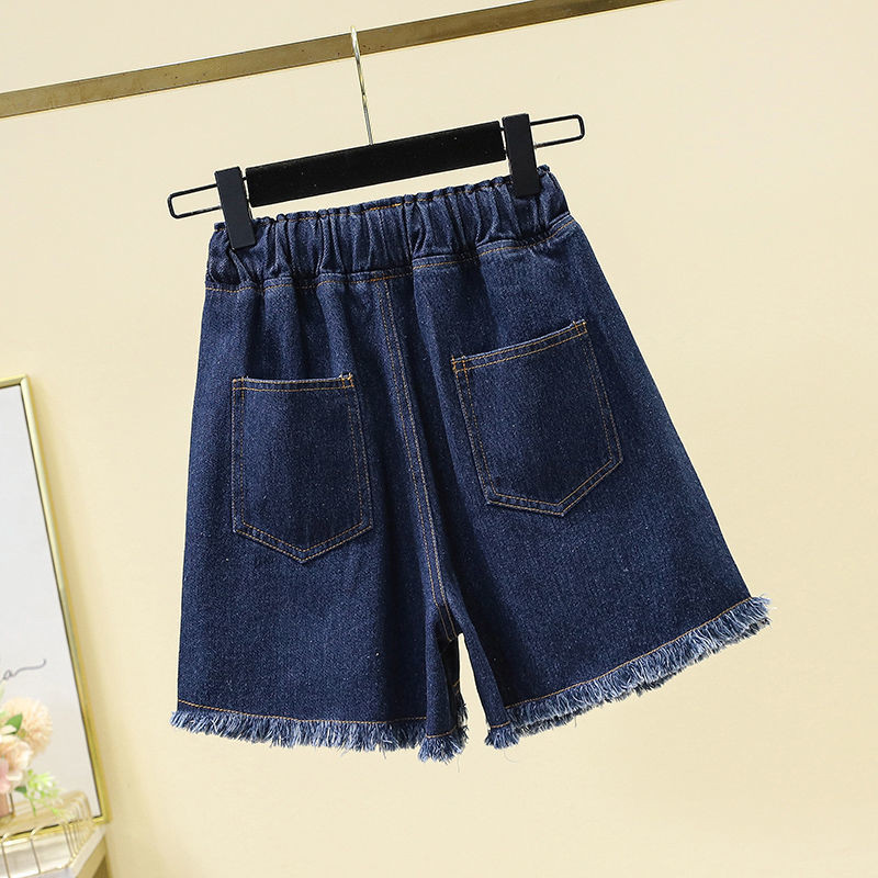 Naiste moe sobivad teksapüksid suvised korea vabaaja tugeva elastse pingutusnööriga laia säärega lühikesed püksid naiste riided