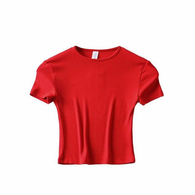 Mood vabaaja 2024. aasta suvine Slim Fit t-särk, puuvillane lühikeste varrukatega O-kaelusega t-särk Crop Tops