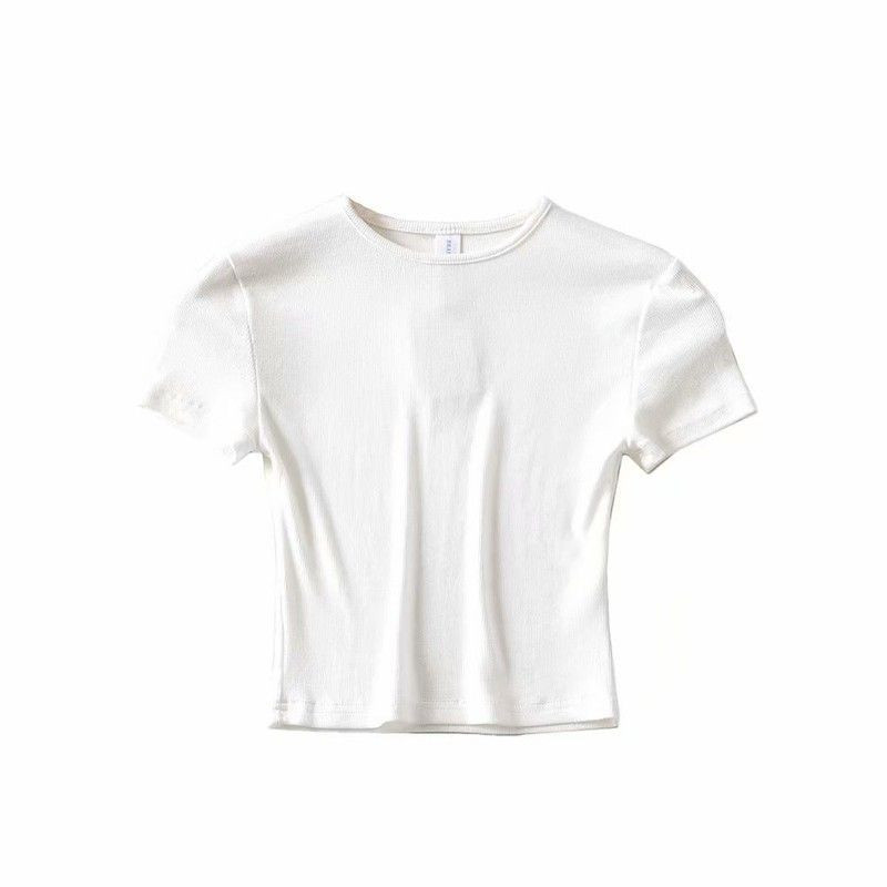Mood vabaaja 2024. aasta suvine Slim Fit t-särk, puuvillane lühikeste varrukatega O-kaelusega t-särk Crop Tops