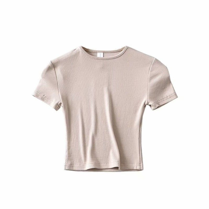 Mood vabaaja 2024. aasta suvine Slim Fit t-särk, puuvillane lühikeste varrukatega O-kaelusega t-särk Crop Tops