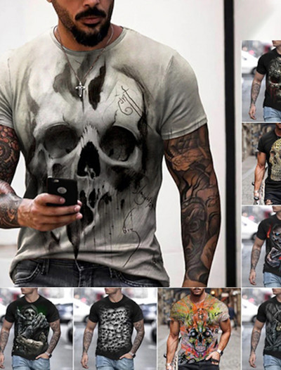 2023-as új férfi nemsemleges póló 3D nyomtatott oroszlán környakú alkalmi rövid ujjú felső utcai Wea férfi ing-méretes póló