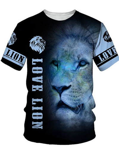 2023-as új férfi nemsemleges póló 3D nyomtatott oroszlán környakú alkalmi rövid ujjú felső utcai Wea férfi ing-méretes póló