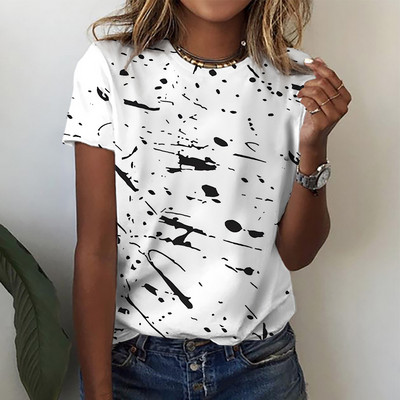 Γυναικεία μπλούζα με κοντό μανίκι Tie-dye 3D Floral print O-neck Casual T Sshirts Y2k Tops Personality Tees Roupa Feminina Mujer