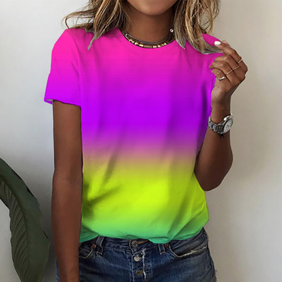 Γυναικεία μπλούζα με κοντό μανίκι Tie-dye 3D Floral print O-neck Casual T Sshirts Y2k Tops Personality Tees Roupa Feminina Mujer