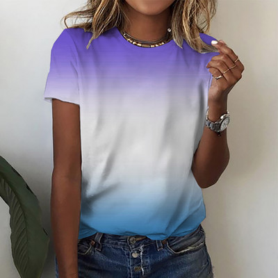 Γυναικεία μπλούζα με κοντό μανίκι Tie-dye 3D Floral print O-neck Casual T Sshirts Y2k Tops Personality Tees Roupa Feminina Mujer