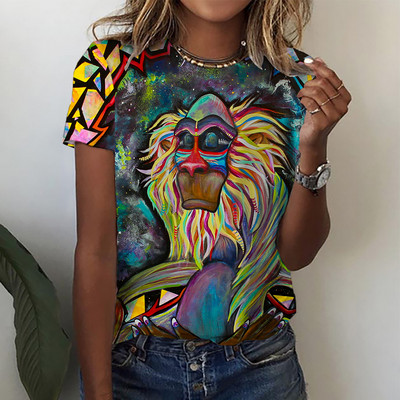 Γυναικεία μπλούζα με κοντό μανίκι Tie-dye 3D Floral print O-neck Casual T Sshirts Y2k Tops Personality Tees Roupa Feminina Mujer