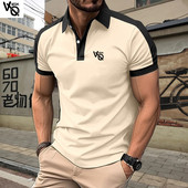 VQWQK Suvine uus meeste vabaaja lühikeste varrukatega polosärk kontorimood revääriga T-särk Meeste hingav polosärk Meeste riided