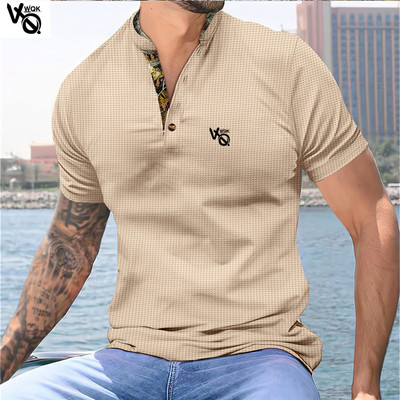 VQWQK Suvine uus meeste vabaaja lühikeste varrukatega polosärk kontorimood revääriga T-särk Meeste hingav polosärk Meeste riided