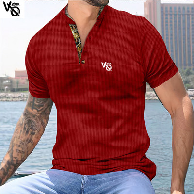 VQWQK Suvine uus meeste vabaaja lühikeste varrukatega polosärk kontorimood revääriga T-särk Meeste hingav polosärk Meeste riided