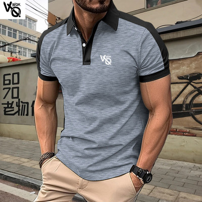 VQWQK Suvine uus meeste vabaaja lühikeste varrukatega polosärk kontorimood revääriga T-särk Meeste hingav polosärk Meeste riided