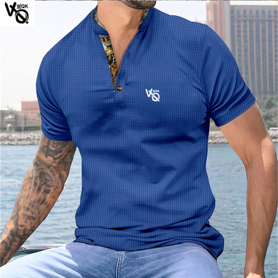 VQWQK Suvine uus meeste vabaaja lühikeste varrukatega polosärk kontorimood revääriga T-särk Meeste hingav polosärk Meeste riided