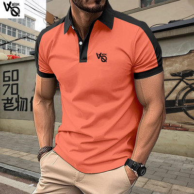VQWQK Suvine uus meeste vabaaja lühikeste varrukatega polosärk kontorimood revääriga T-särk Meeste hingav polosärk Meeste riided