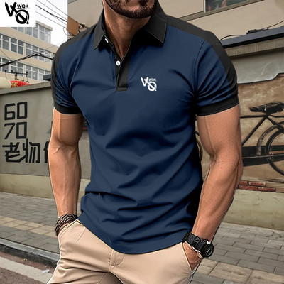 VQWQK Suvine uus meeste vabaaja lühikeste varrukatega polosärk kontorimood revääriga T-särk Meeste hingav polosärk Meeste riided