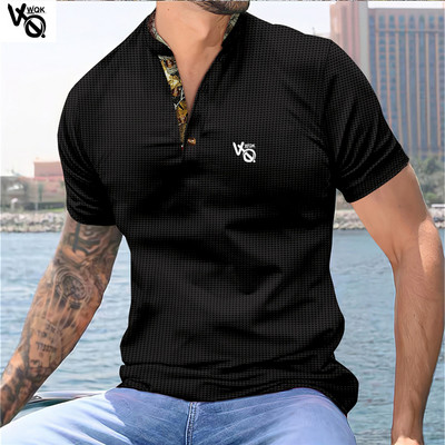 VQWQK Suvine uus meeste vabaaja lühikeste varrukatega polosärk kontorimood revääriga T-särk Meeste hingav polosärk Meeste riided