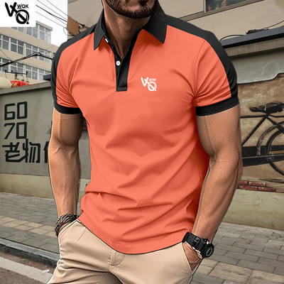 VQWQK Suvine uus meeste vabaaja lühikeste varrukatega polosärk kontorimood revääriga T-särk Meeste hingav polosärk Meeste riided