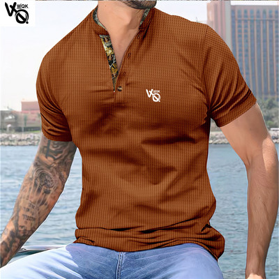 VQWQK Suvine uus meeste vabaaja lühikeste varrukatega polosärk kontorimood revääriga T-särk Meeste hingav polosärk Meeste riided