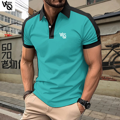 VQWQK Suvine uus meeste vabaaja lühikeste varrukatega polosärk kontorimood revääriga T-särk Meeste hingav polosärk Meeste riided
