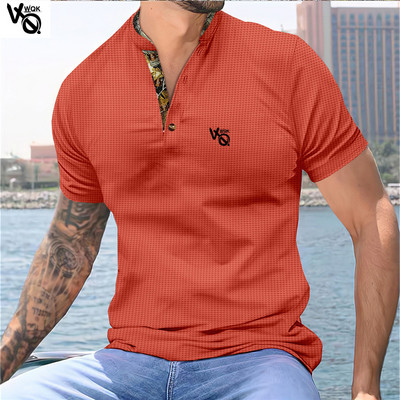 VQWQK Suvine uus meeste vabaaja lühikeste varrukatega polosärk kontorimood revääriga T-särk Meeste hingav polosärk Meeste riided
